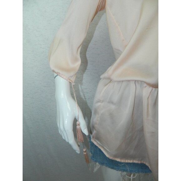 Ecru Lab Shirt Peach Orange Silky Tunic with Tassels Size Small‎ - Picture 10 of 12